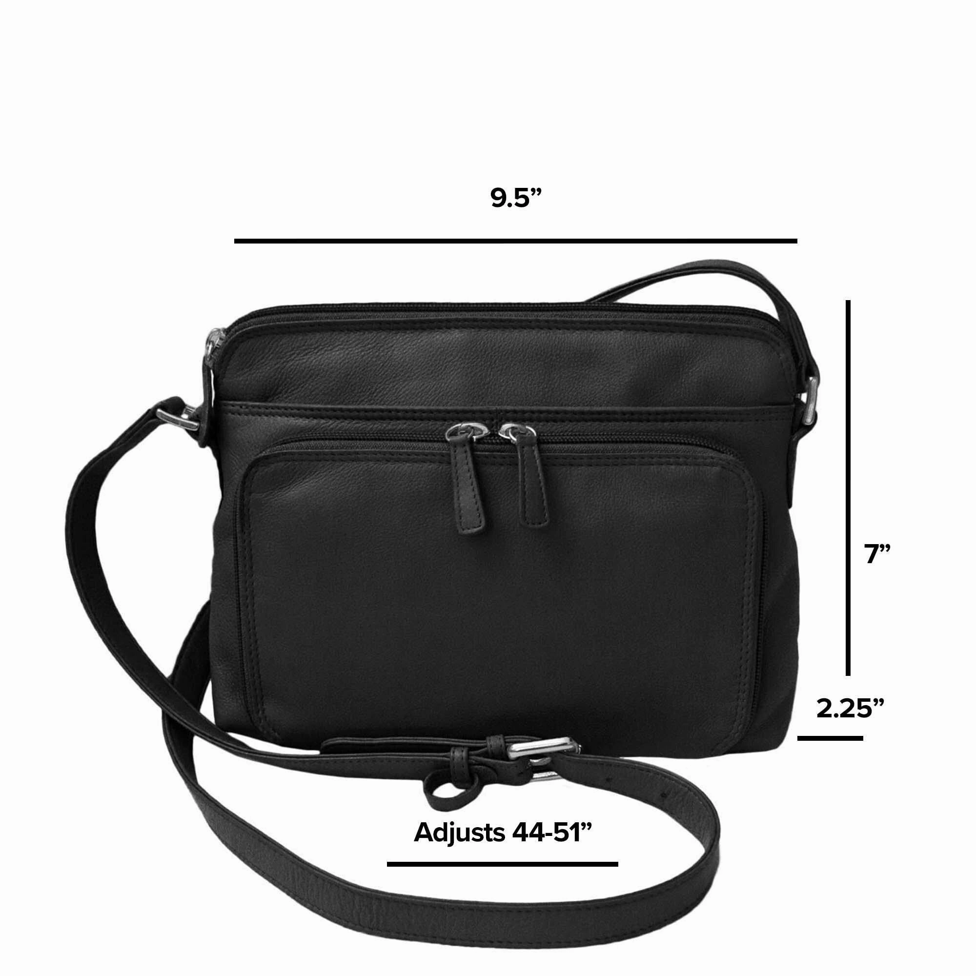 CTM Women's Leather Shoulder Bag Purse with Side Organizer