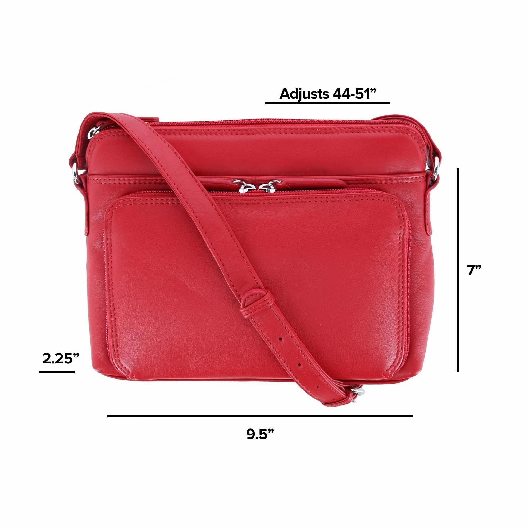 CTM Women's Leather Shoulder Bag Purse with Side Organizer