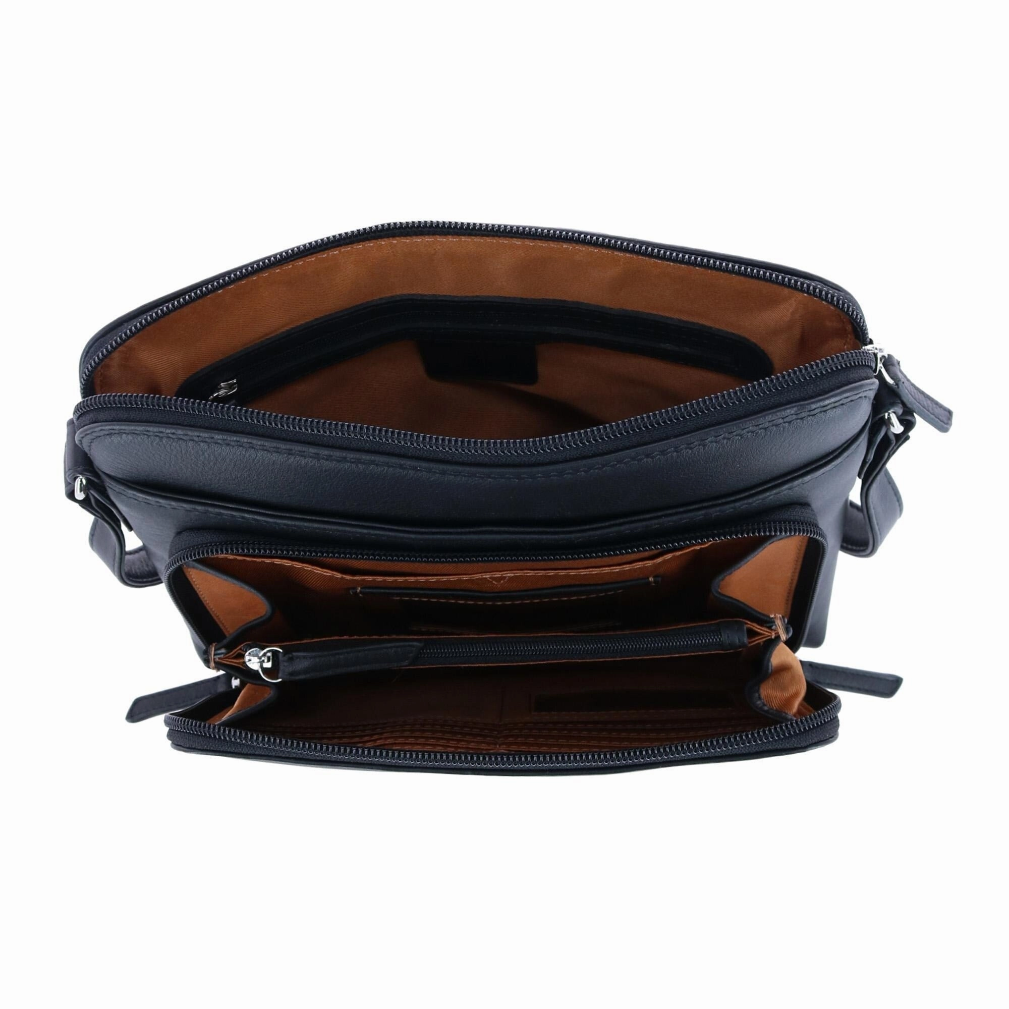 CTM Women's Leather Shoulder Bag Purse with Side Organizer