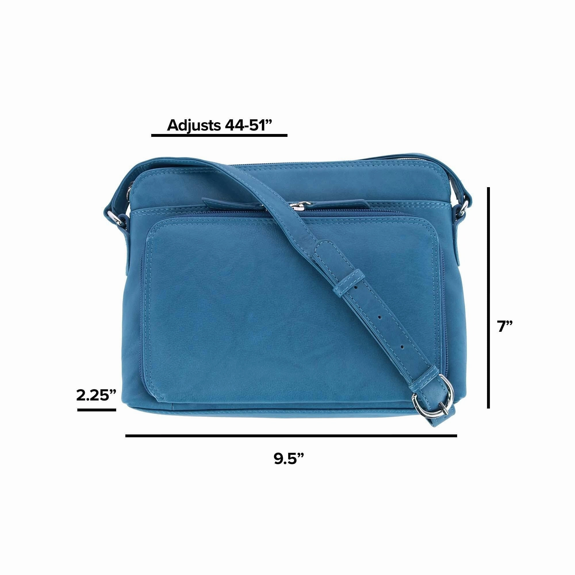 CTM Women's Leather Shoulder Bag Purse with Side Organizer