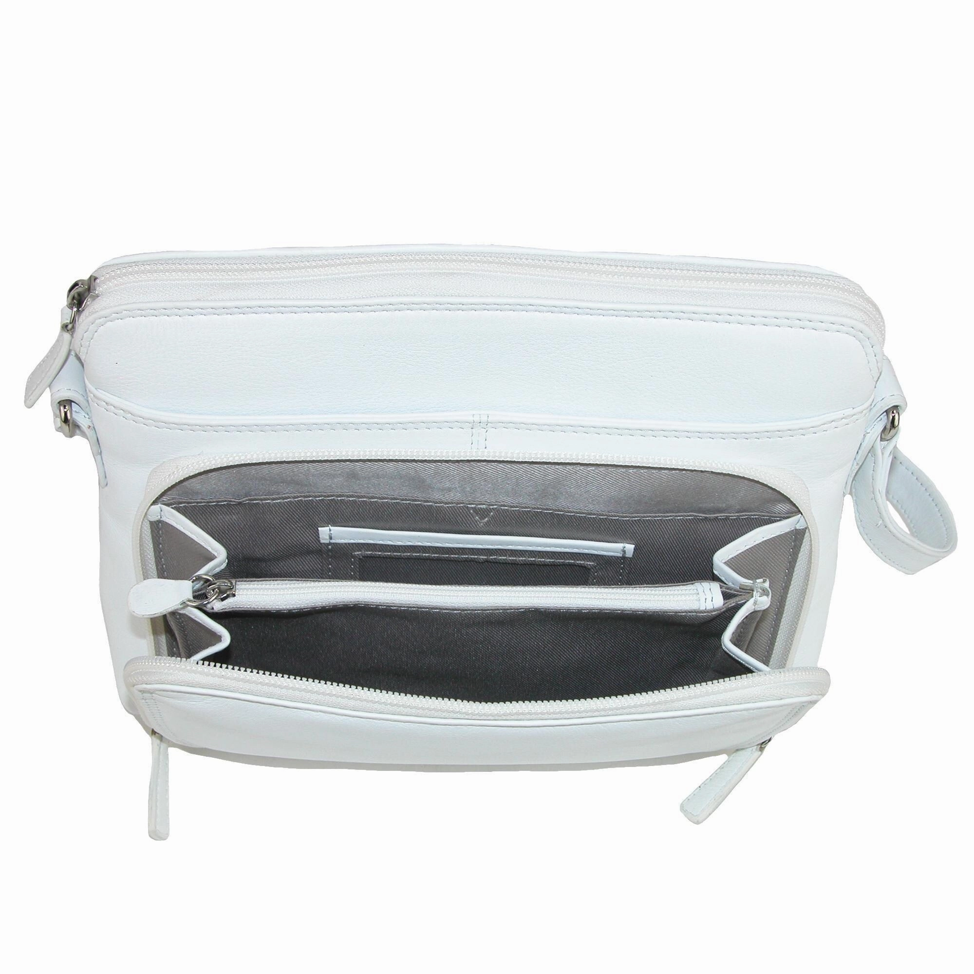 CTM Women's Leather Shoulder Bag Purse with Side Organizer