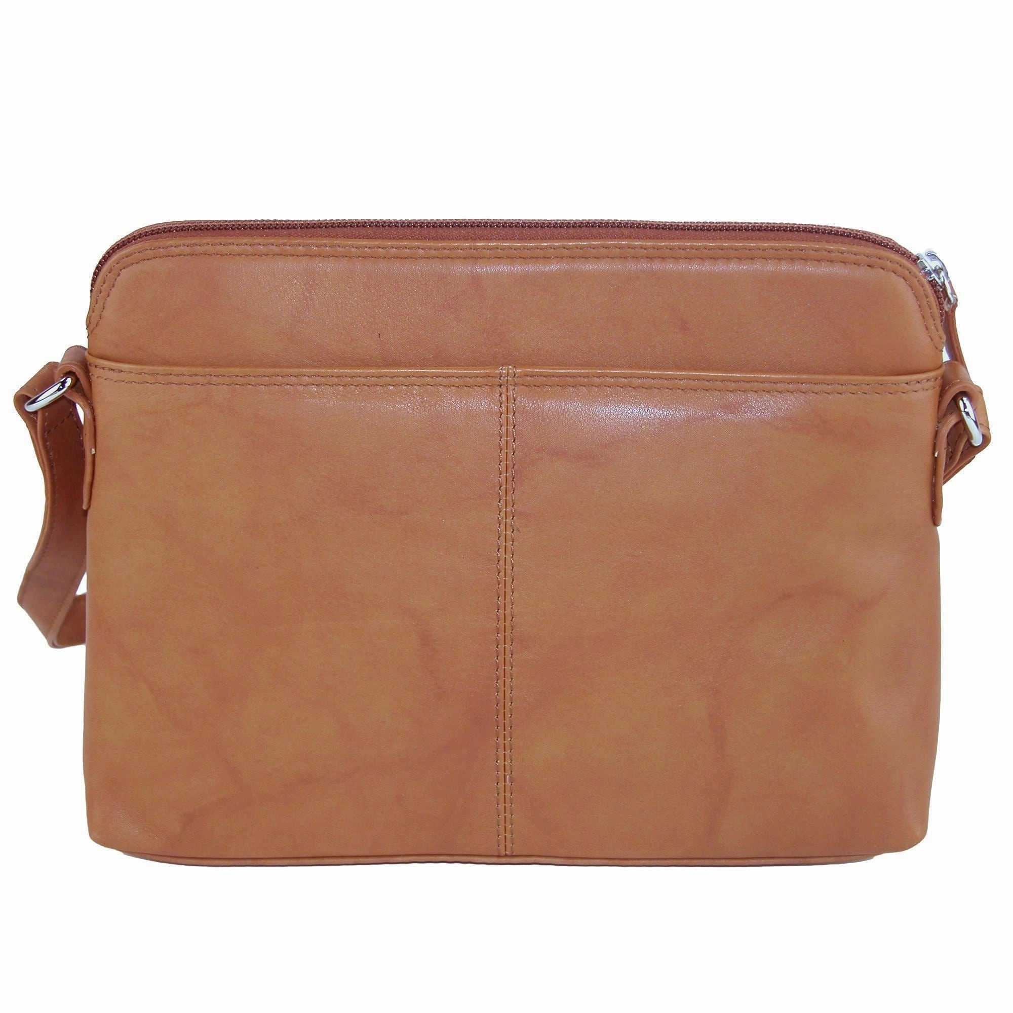 CTM Women's Leather Shoulder Bag Purse with Side Organizer
