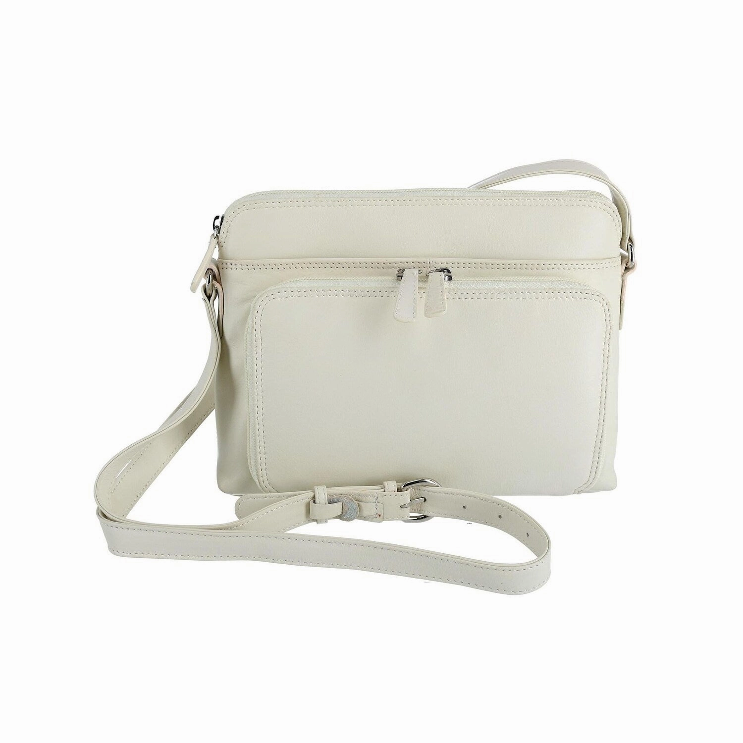 CTM Women's Leather Shoulder Bag Purse with Side Organizer