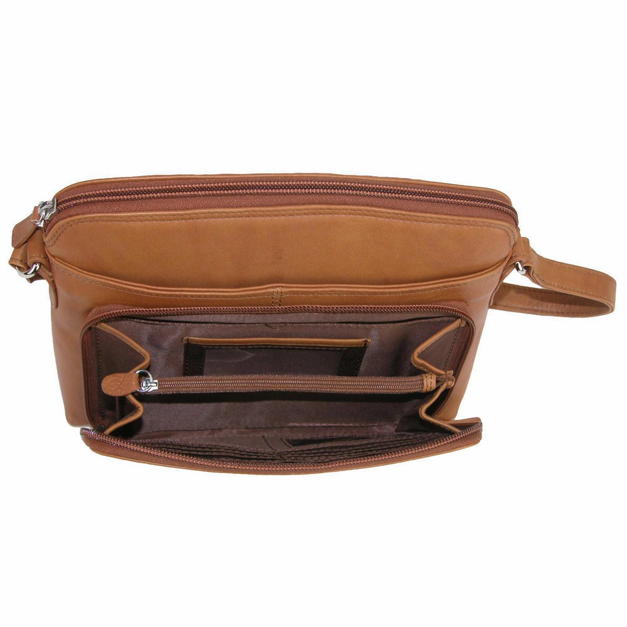 CTM Women's Leather Shoulder Bag Purse with Side Organizer