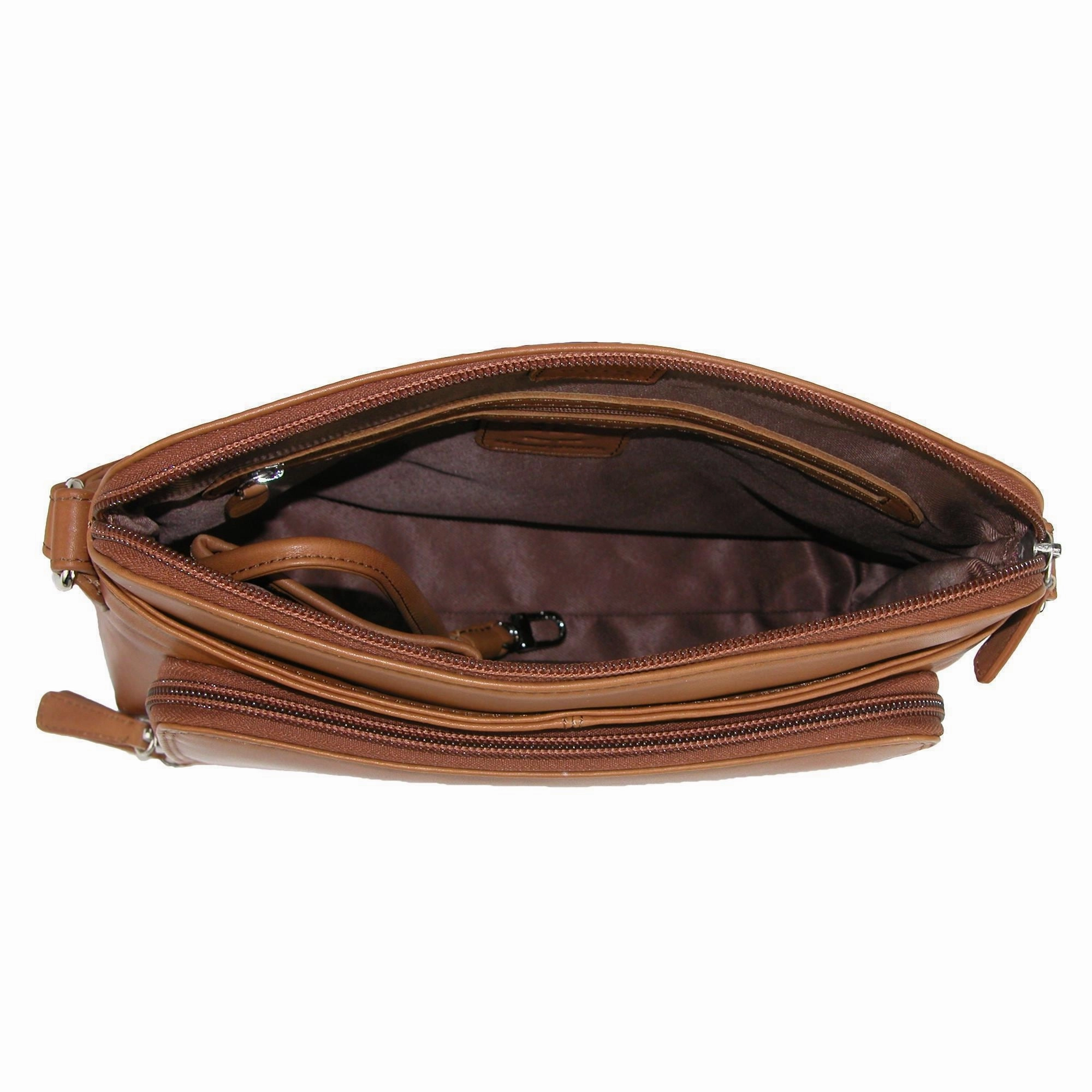 CTM Women's Leather Shoulder Bag Purse with Side Organizer