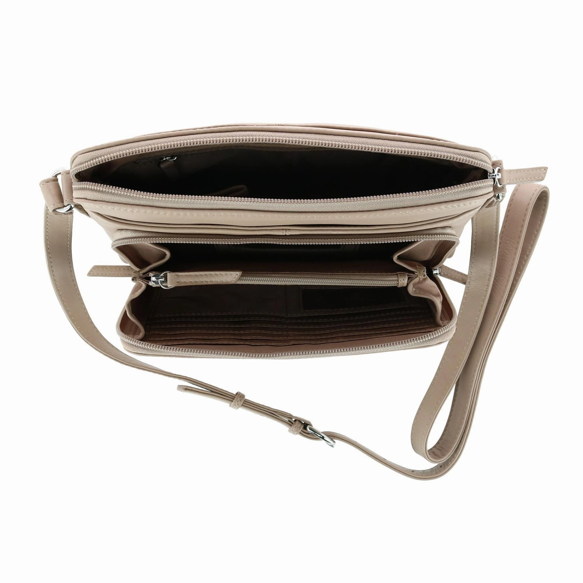 CTM Women's Leather Shoulder Bag Purse with Side Organizer