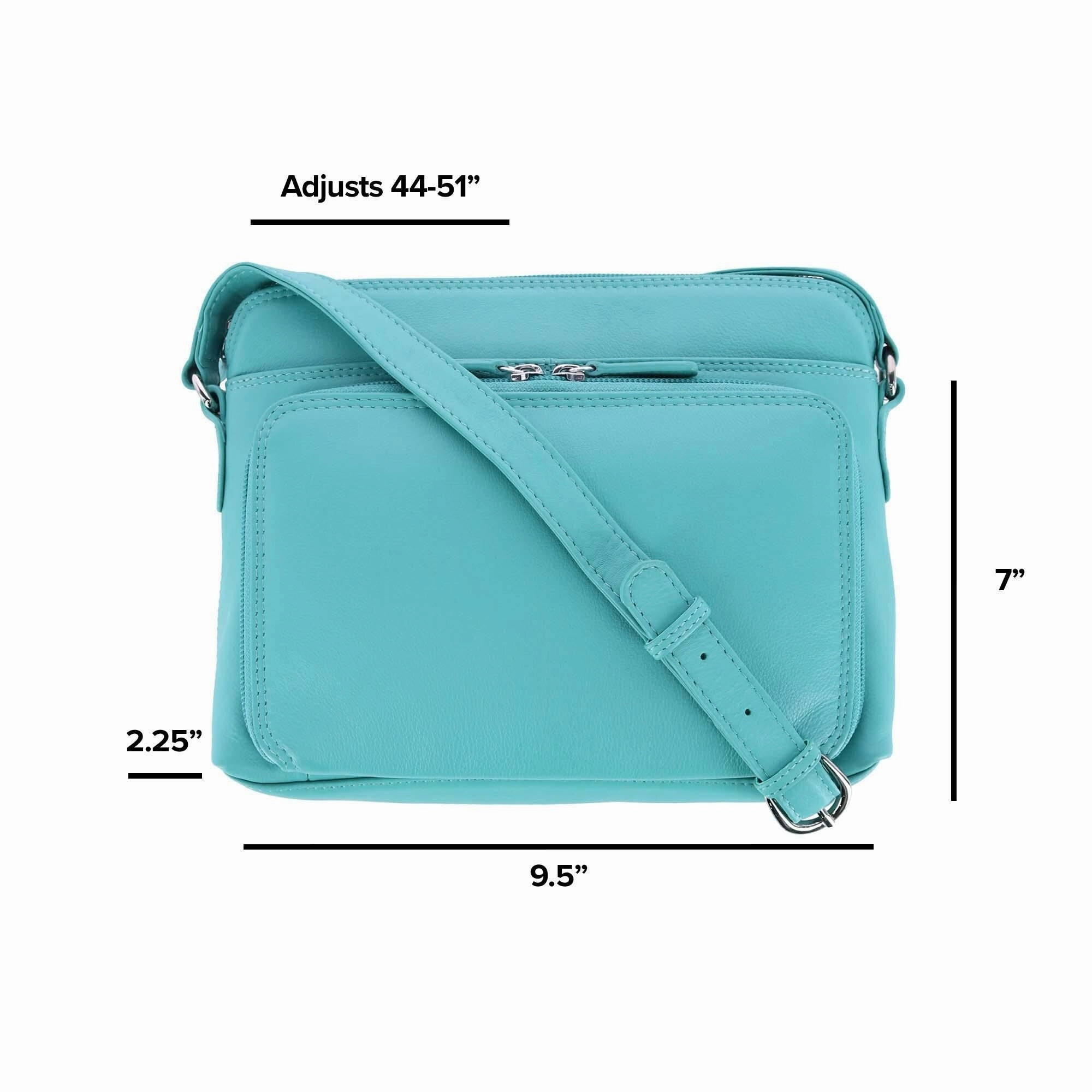 CTM Women's Leather Shoulder Bag Purse with Side Organizer