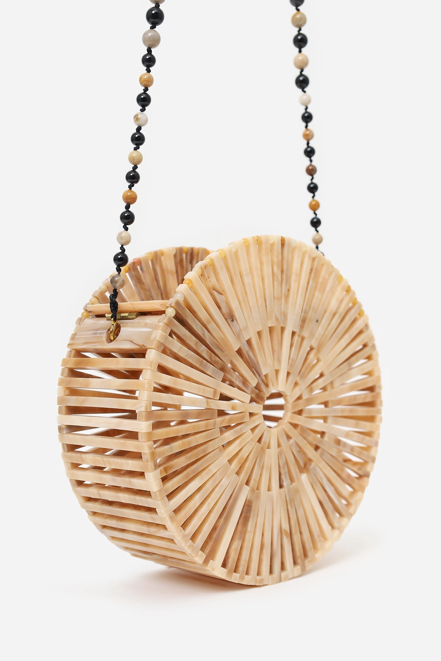 Cult Gaia Beige Acrylic Luna Beaded Crossbody
