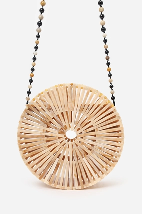 Cult Gaia Beige Acrylic Luna Beaded Crossbody