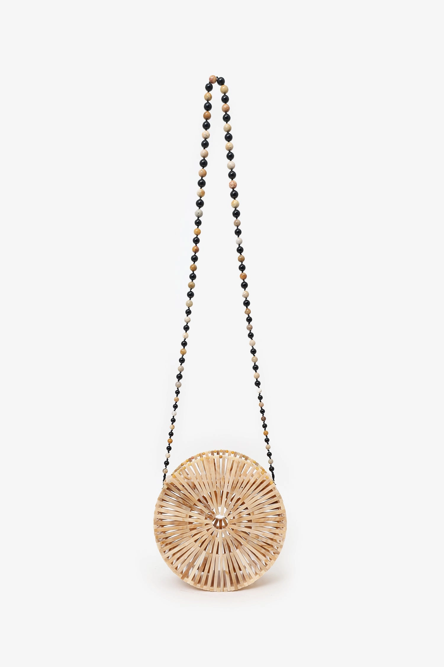 Cult Gaia Beige Acrylic Luna Beaded Crossbody