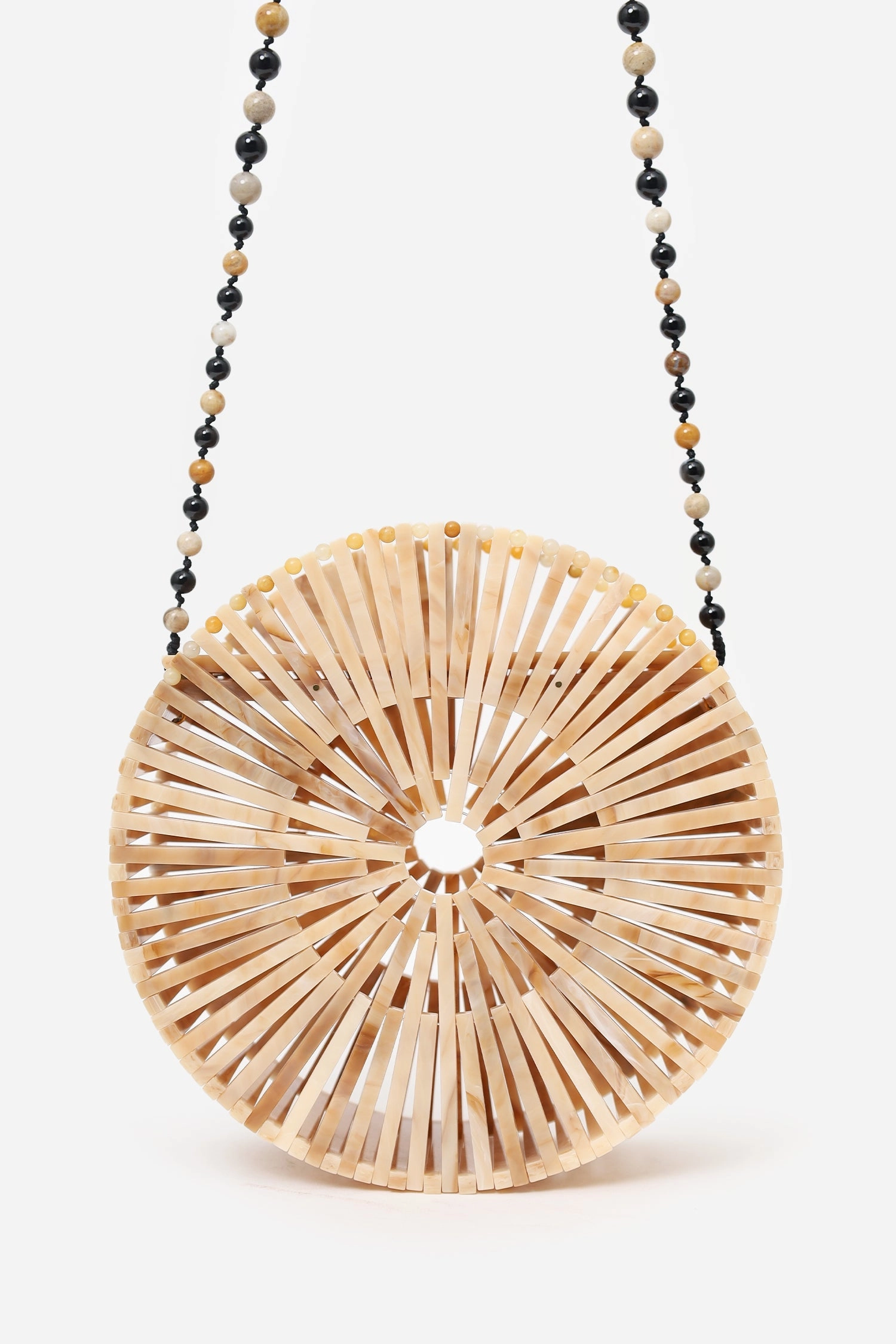 Cult Gaia Beige Acrylic Luna Beaded Crossbody