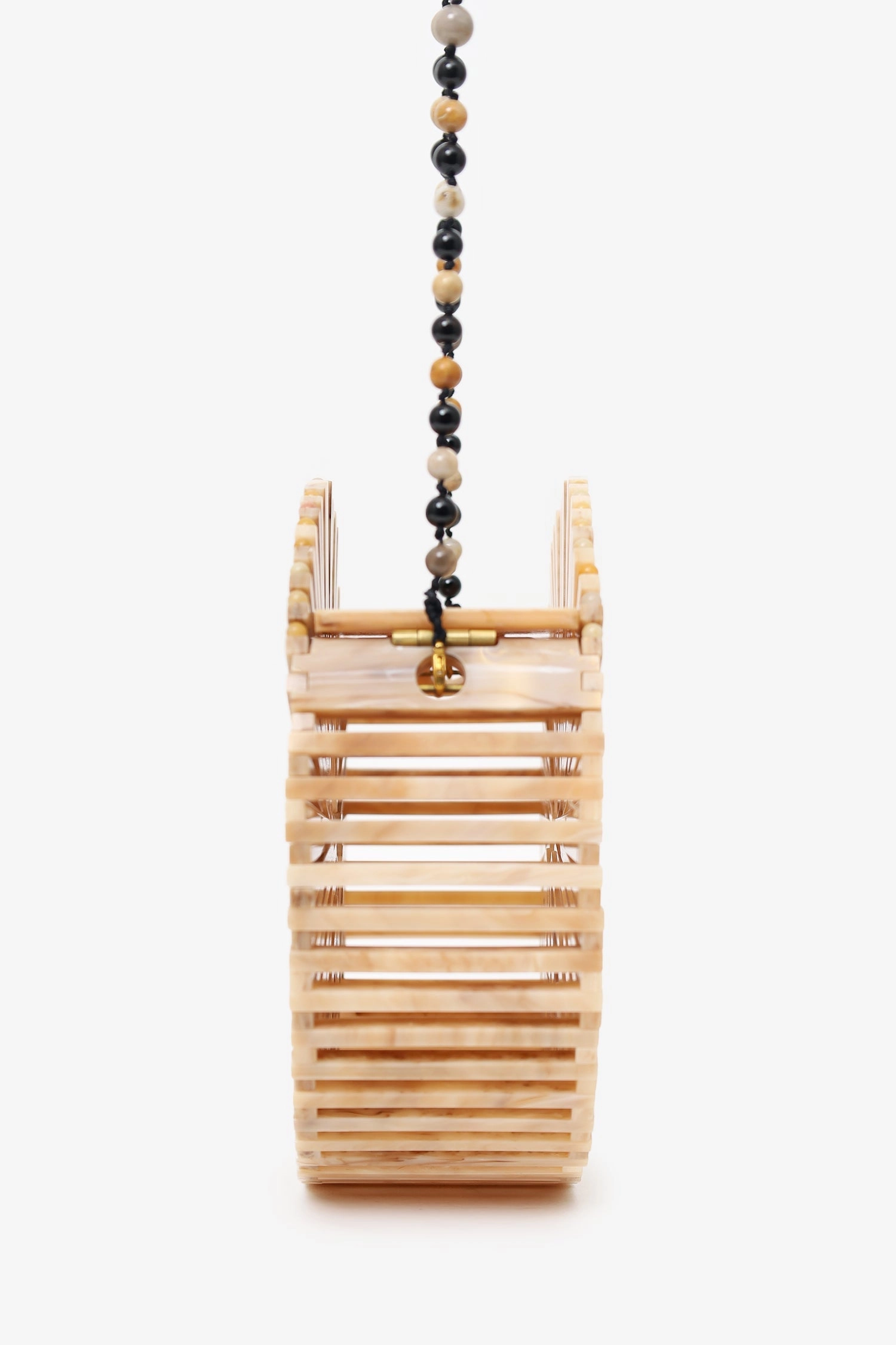 Cult Gaia Beige Acrylic Luna Beaded Crossbody