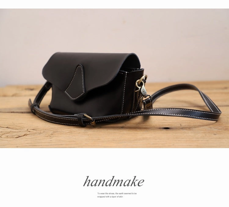 Cute Black LEATHER WOMEN Small SHOULDER BAG Handmade Small Crossbody Purse FOR WOMEN