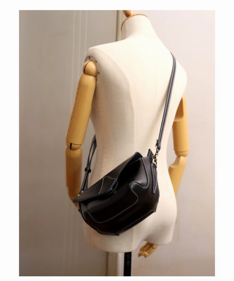 Cute Black LEATHER WOMEN Small SHOULDER BAG Handmade Small Crossbody Purse FOR WOMEN