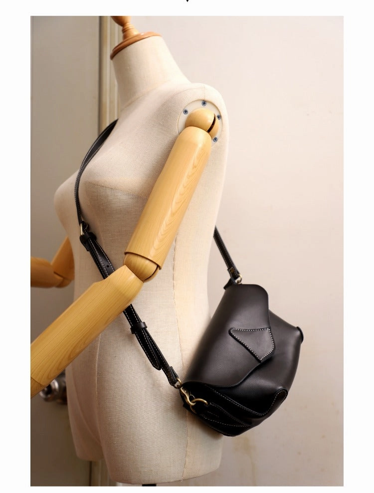 Cute Black LEATHER WOMEN Small SHOULDER BAG Handmade Small Crossbody Purse FOR WOMEN