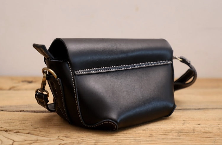 Cute Black LEATHER WOMEN Small SHOULDER BAG Handmade Small Crossbody Purse FOR WOMEN