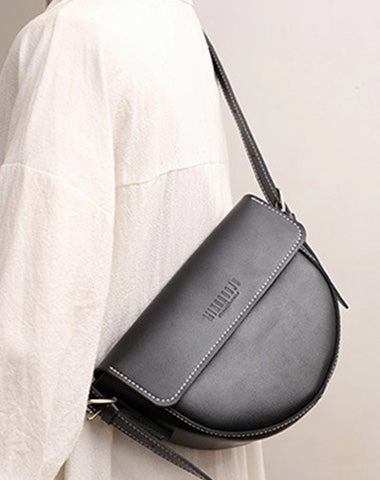Cute Brown LEATHER Saddle Bag WOMEN SHOULDER BAG Small Saddle Crossbody Purse FOR WOMEN