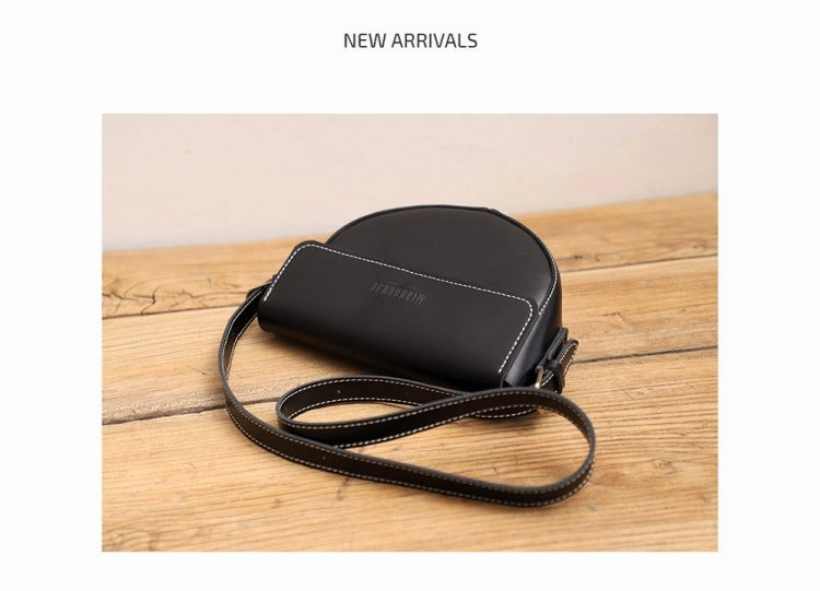 Cute Brown LEATHER Saddle Bag WOMEN SHOULDER BAG Small Saddle Crossbody Purse FOR WOMEN