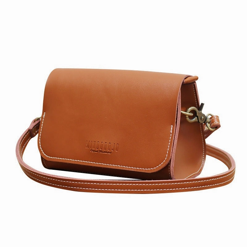 Cute Coffee LEATHER Small Side Bag Handmade WOMEN Crossbody BAG Phone Purse FOR WOMEN