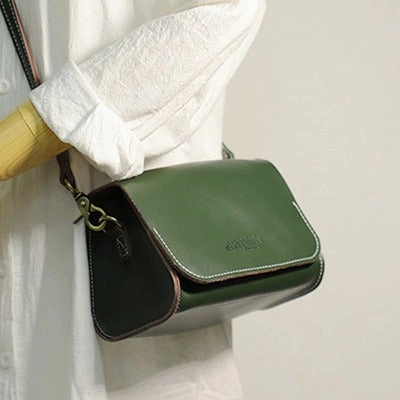 Cute Coffee LEATHER Small Side Bag Handmade WOMEN Crossbody BAG Phone Purse FOR WOMEN