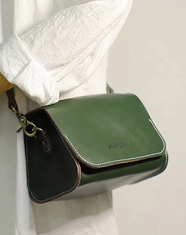 Cute Coffee LEATHER Small Side Bag Handmade WOMEN Crossbody BAG Phone Purse FOR WOMEN