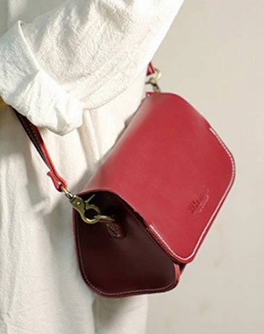 Cute Coffee LEATHER Small Side Bag Handmade WOMEN Crossbody BAG Phone Purse FOR WOMEN
