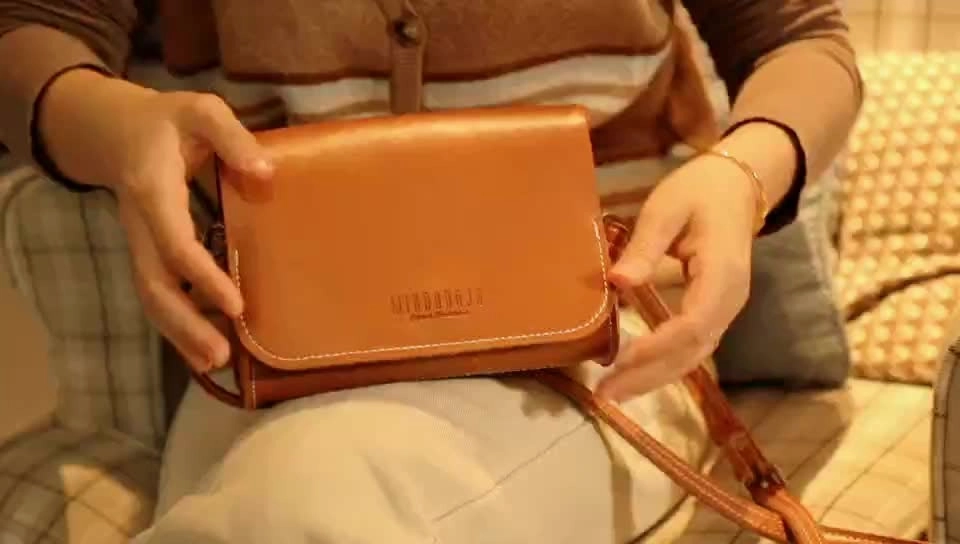 Cute Coffee LEATHER Small Side Bag Handmade WOMEN Crossbody BAG Phone Purse FOR WOMEN