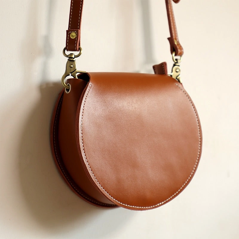 Cute Green LEATHER Around Side Bag Handmade WOMEN Circle Crossbody BAG Phone Purse FOR WOMEN