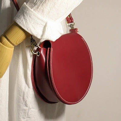 Cute Green LEATHER Around Side Bag Handmade WOMEN Circle Crossbody BAG Phone Purse FOR WOMEN