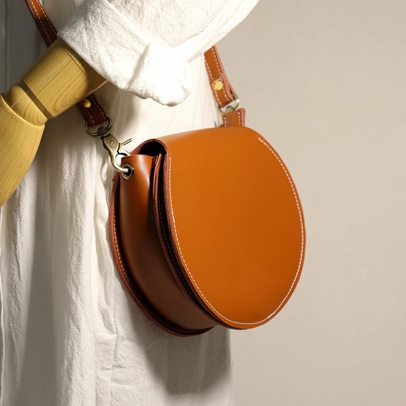 Cute Green LEATHER Around Side Bag Handmade WOMEN Circle Crossbody BAG Phone Purse FOR WOMEN