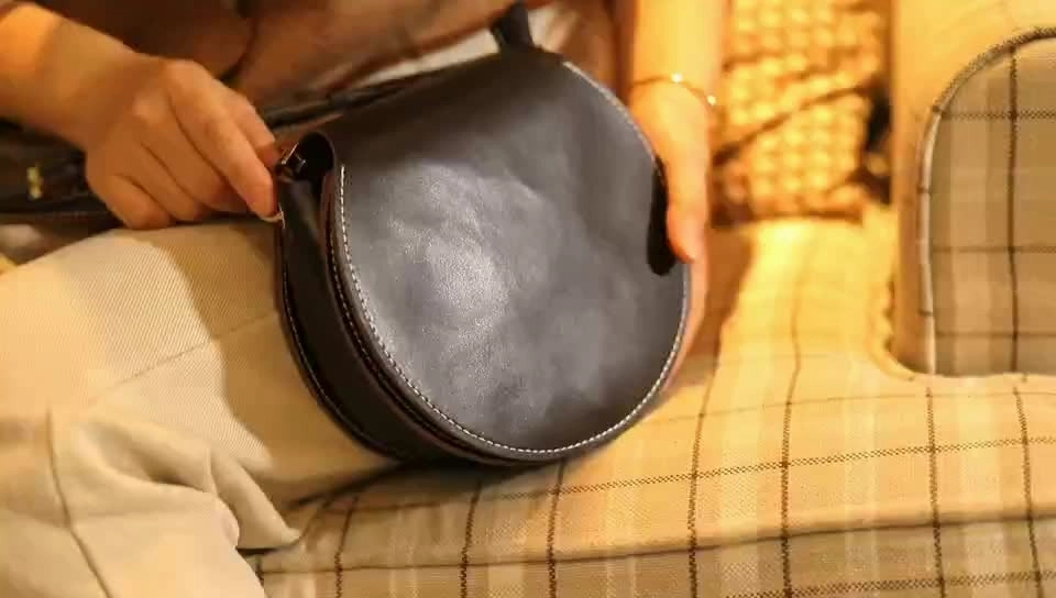 Cute Green LEATHER Around Side Bag Handmade WOMEN Circle Crossbody BAG Phone Purse FOR WOMEN