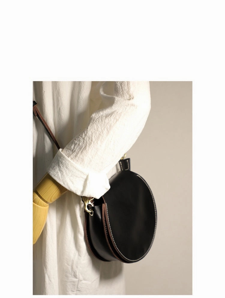 Cute Green LEATHER Around Side Bag Handmade WOMEN Circle Crossbody BAG Phone Purse FOR WOMEN