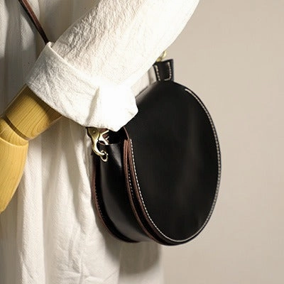 Cute Green LEATHER Around Side Bag Handmade WOMEN Circle Crossbody BAG Phone Purse FOR WOMEN
