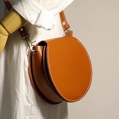 Cute Green LEATHER Around Side Bag Handmade WOMEN Circle Crossbody BAG Phone Purse FOR WOMEN