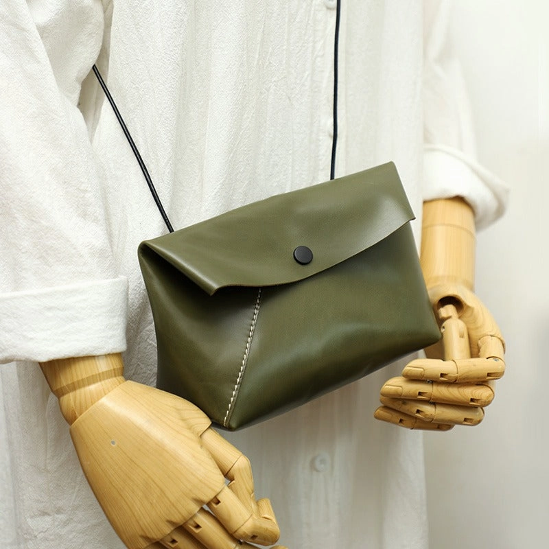 Cute LEATHER Mini Side Bag Brown Handmade WOMEN Crossbody BAG Phone Purse FOR WOMEN