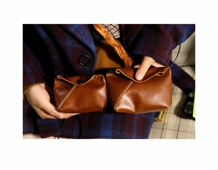 Cute LEATHER Mini Side Bag Brown Handmade WOMEN Crossbody BAG Phone Purse FOR WOMEN