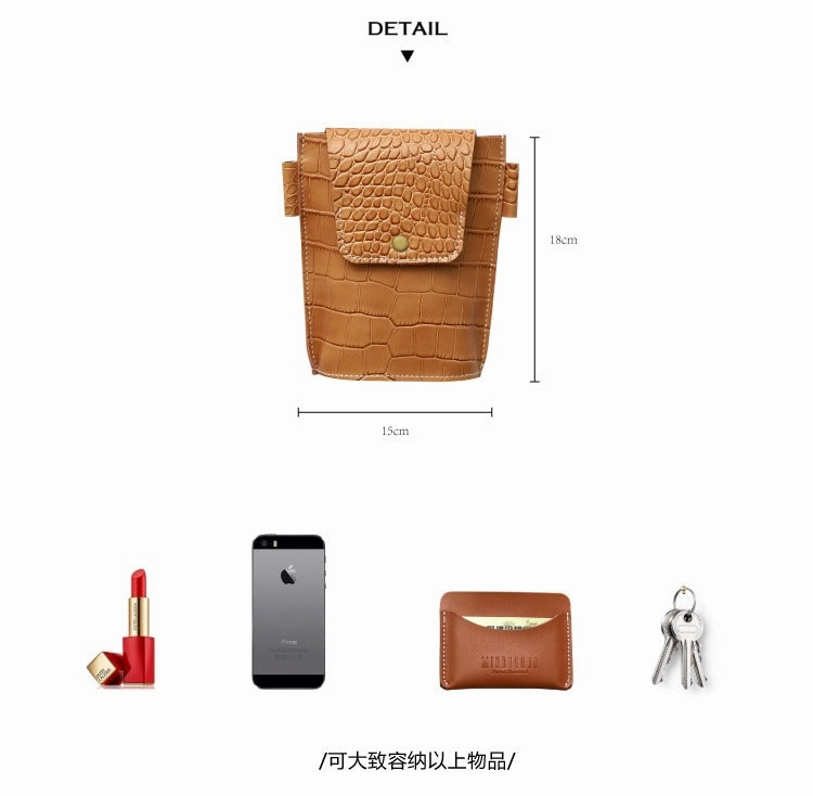 Cute LEATHER Small Side Bag Camel Crocodile Pattern WOMEN Crossbody BAG Purse FOR WOMEN
