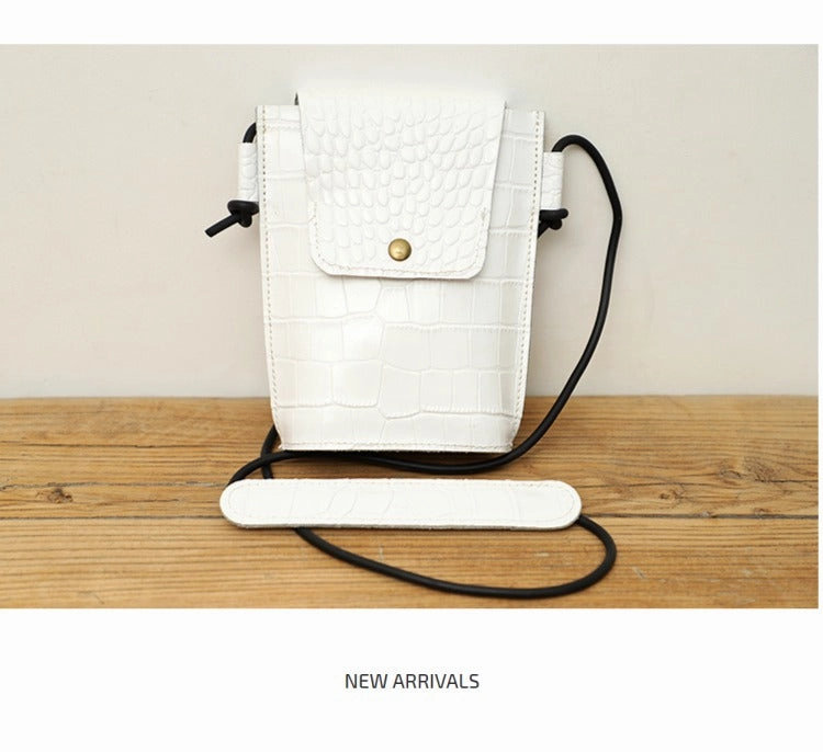 Cute LEATHER Small Side Bag Camel Crocodile Pattern WOMEN Crossbody BAG Purse FOR WOMEN