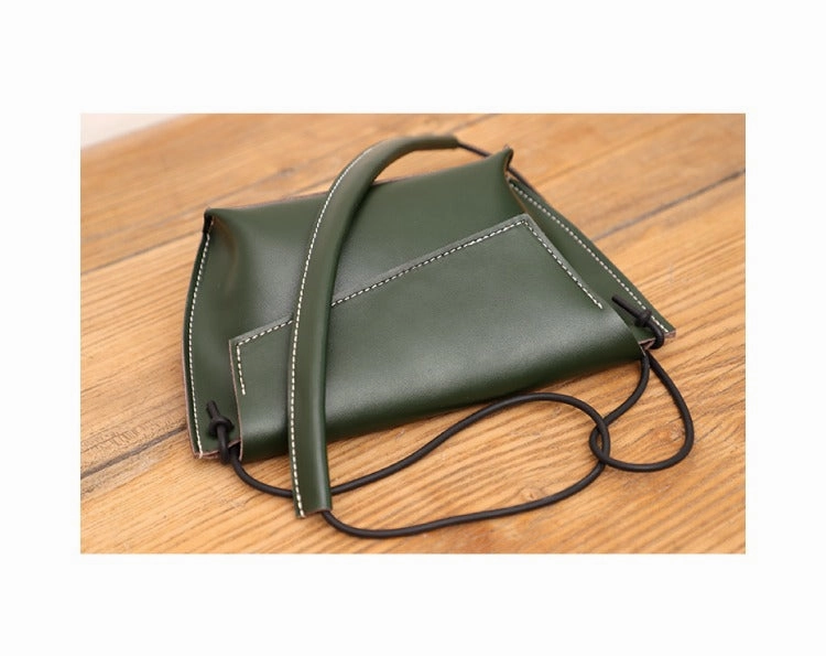 Cute LEATHER Small Side Bag Green Handmade WOMEN Crossbody BAG Phone Purse FOR WOMEN