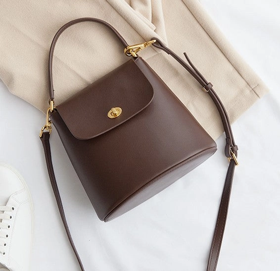 Cute Leather Womens Stylish Bucket Handbag Crossbody Purse Barrel Shoulder Bag for Women
