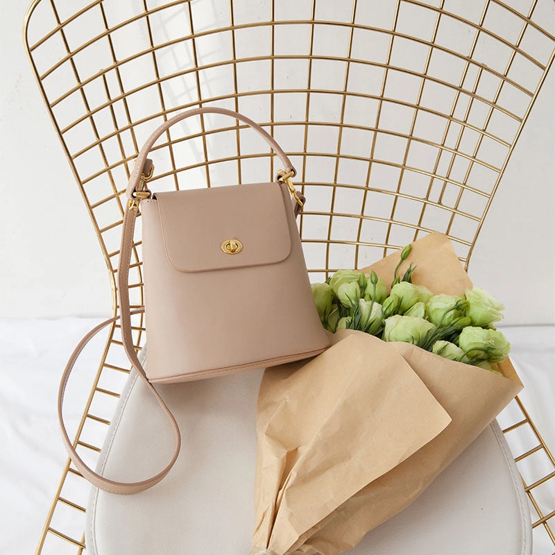Cute Leather Womens Stylish Bucket Handbag Crossbody Purse Barrel Shoulder Bag for Women