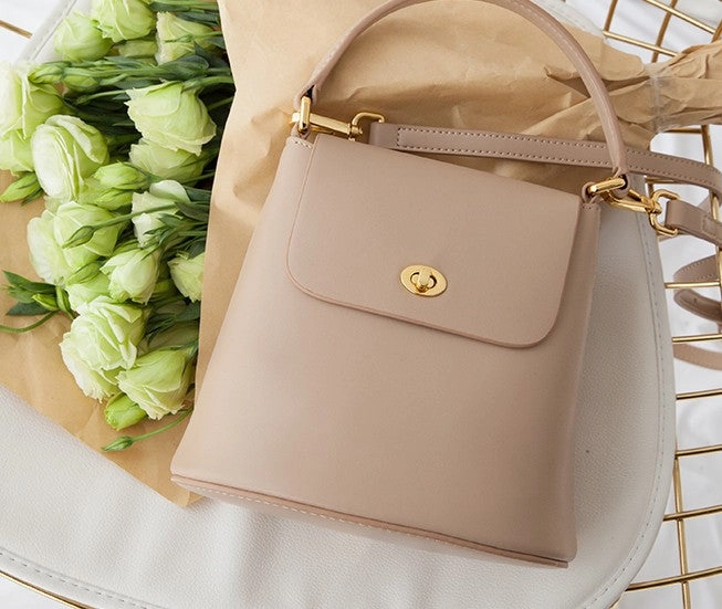 Cute Leather Womens Stylish Bucket Handbag Crossbody Purse Barrel Shoulder Bag for Women