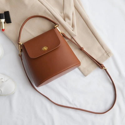 Cute Leather Womens Stylish Bucket Handbag Crossbody Purse Barrel Shoulder Bag for Women