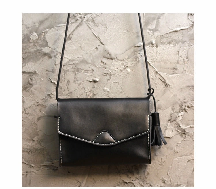 Cute White LEATHER Flip Side Bag Handmade WOMEN Envelope Crossbody BAG Purse FOR WOMEN