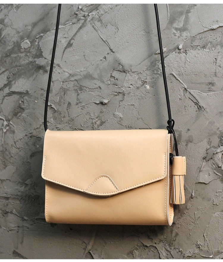 Cute White LEATHER Flip Side Bag Handmade WOMEN Envelope Crossbody BAG Purse FOR WOMEN