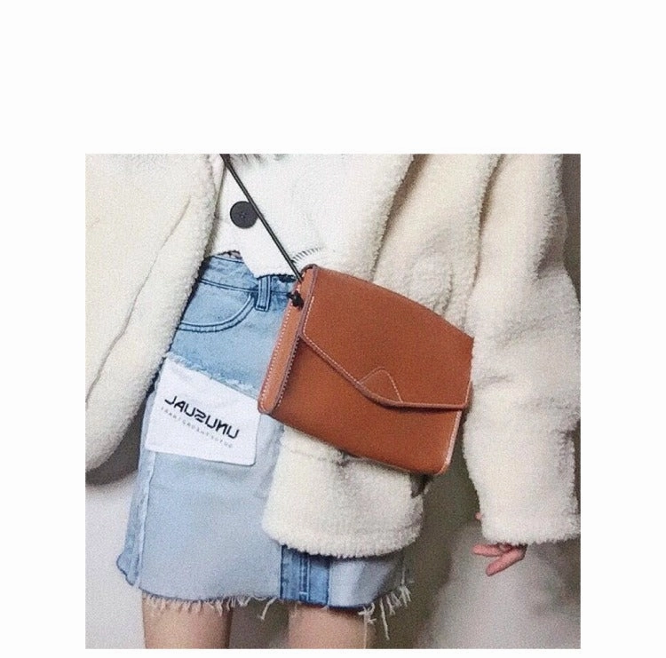 Cute White LEATHER Flip Side Bag Handmade WOMEN Envelope Crossbody BAG Purse FOR WOMEN