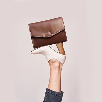Cute White LEATHER Flip Side Bag Handmade WOMEN Envelope Crossbody BAG Purse FOR WOMEN