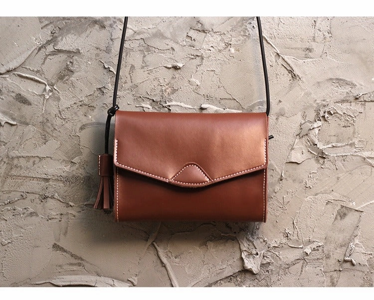 Cute White LEATHER Flip Side Bag Handmade WOMEN Envelope Crossbody BAG Purse FOR WOMEN
