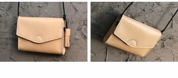 Cute White LEATHER Flip Side Bag Handmade WOMEN Envelope Crossbody BAG Purse FOR WOMEN