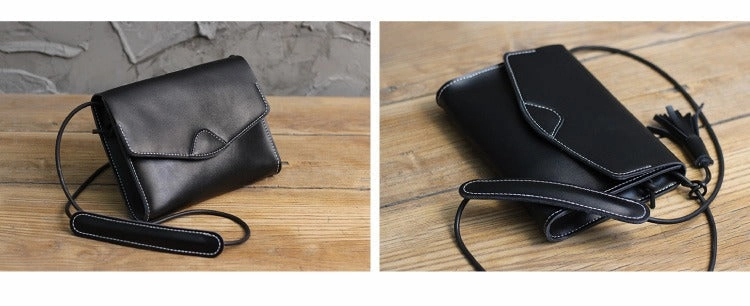 Cute White LEATHER Flip Side Bag Handmade WOMEN Envelope Crossbody BAG Purse FOR WOMEN